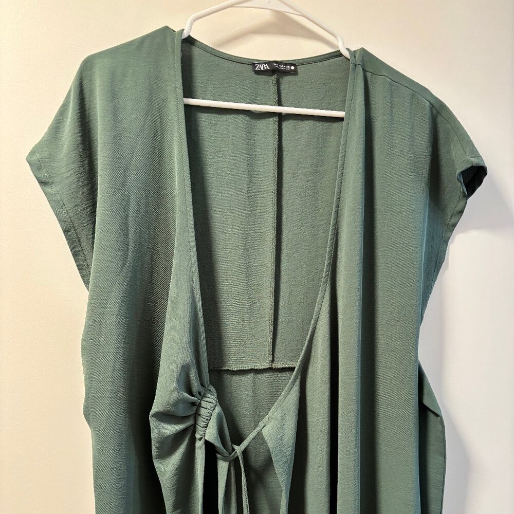 Zara green, low-cut dress